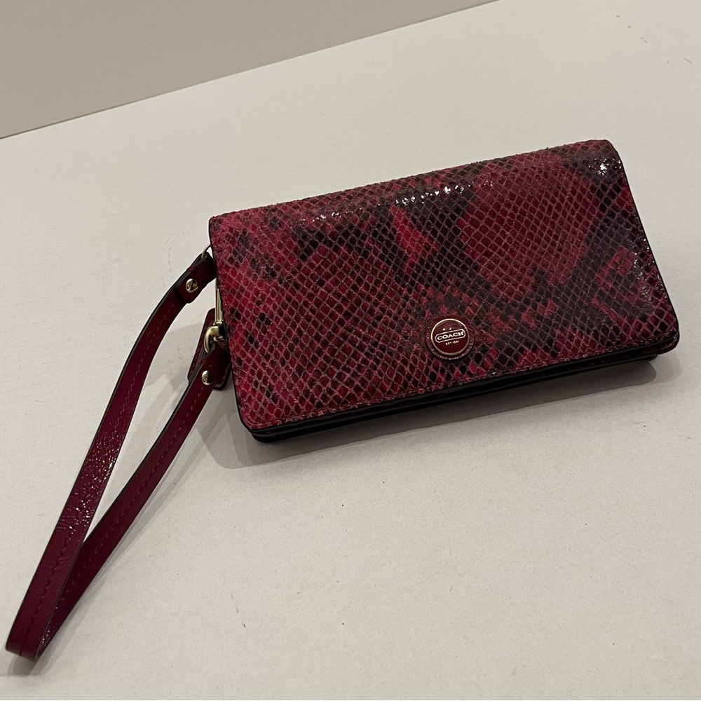 Coach Fuchsia Snakeskin Wallet - Picture 2 of 10